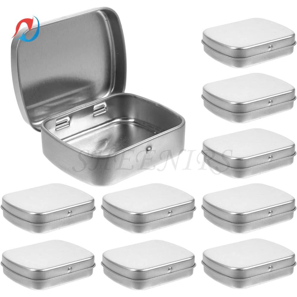 Metal portátil Dobrável Latas vazias com tampa, Mini caixa de lata, Candy Pill Cases, Home Organizer, 2.3x1.8x0.6 Polegada, 10pcs - Image 1