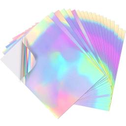 20 folhas de papel autoadesivo holográfico de folha de alumínio, adesivos de impressão a4, fantasia colorida, papelão colorido - Image 1