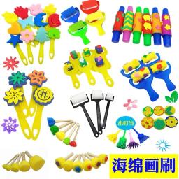 Kits de Brinquedos para Desenho Infantil, Escova de Pintura Esponja DIY, Selo Selos Estêncil, Brinquedos Educativos para Crianças, Arte e Artesanato - Image 1