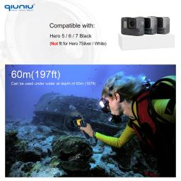 QIUNIU-Porta Dome para GoPro Hero, filtro subaquático de 60m, comutável, caixa de mergulho impermeável, preto, gatilho, Go Pro Acessórios, 7, 6, 5 - Image 5