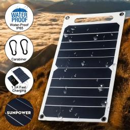 Painel solar com USB, impermeável, caminhadas ao ar livre e camping, bateria portátil, banco de carregamento do telefone móvel, 30W, 6.8V - Image 4