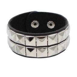 Bracelete de couro preto para homens e mulheres, pulseira Punk Rock, rebites Stud Charm, pulseira envoltório anos 80, joia gótica, moda - Image 3