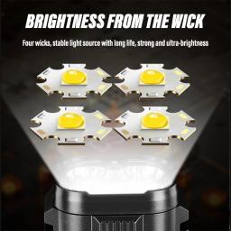 Lanterna led super brilhante recarregável, luz de acampamento ao ar livre com luz lateral de inundação, quatro contas, display digital de energia - Image 2