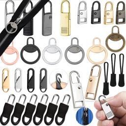 5/10 pçs metal zíper puxar substituição destacável zíper slider puxar guia kit de reparo para vestuário jaqueta diy artesanato costura zip cabeça - Image 1