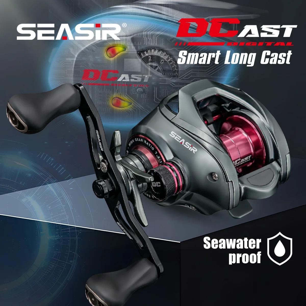 SEASIR DCAST DC Baitcasting Carretel de pesca Controle digital longo elenco arruelas de carbono engrenagens de latão 7.3:1 7 + 1BB Max Drag 8.5kg - Image 1