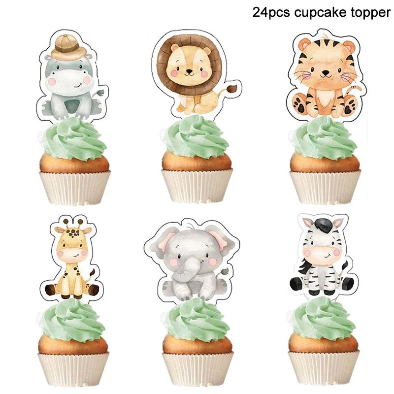 Louça descartável de animal selvagem, Copos de papel e placas, suprimentos para festas Wild One Safari para crianças, decoração de 1 ° aniversário, toalha de mesa para menino - Image 1