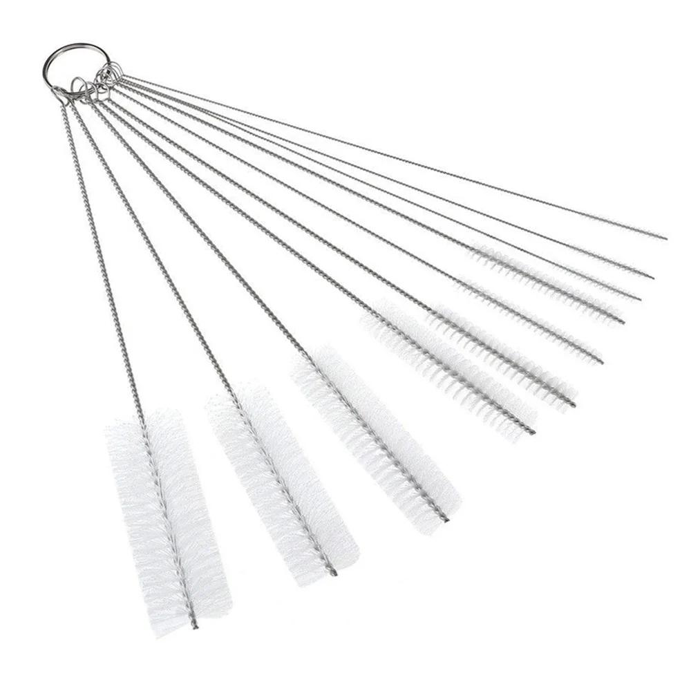 Escovas De Limpeza De Tubo De Vidro De Palha De Nylon Escova De Limpeza De Aço Inoxidável Escova De Garrafa De Tanque De Peixes Ferramentas De Limpeza Doméstica 10Pcs por Conjunto - Image 1