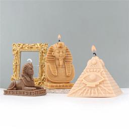 Molde de vela forma pirâmide diy resina aromaterapia faraó sphinx arte fundição molde de silicone artesanal vela que faz moldes ferramenta - Image 1