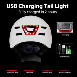 Capacete de bicicleta urbana com luzes LED dianteiras e traseiras para homens e mulheres, capacete de bicicleta adulto, capacete de ciclismo ajustável - Image 2