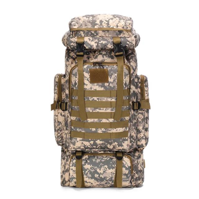 Mochila Tática Impermeável Molle Camo de 80L para Hiking, Camping e Esportes ao Ar Livre