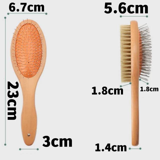 Escova Dupla Face para Cães e Gatos: Pente de Massagem e Remoção de Pelos com Bambu para Cuidados Pet