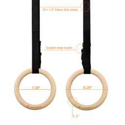 Anéis de ginástica com fivelas longas ajustáveis, anéis de treino para adultos e crianças, ginástica em casa, 28mm, 1 par - Image 4