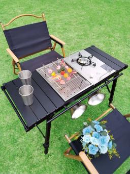 Mesa dobrável leve para acampar, mesa IGT rolo braseiro, perna ajustável, queimador de mesa, churrasco queimando, leve - Image 2