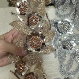 Guarnição frisada e bordada para o casamento nupcial, artesanato para DIY vestuário, novo design, 4,5 jardas - Image 2
