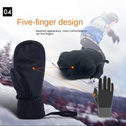 Luvas térmicas impermeáveis para homens e mulheres, Luvas de esqui e snowboard, Luvas de snowmobile grossas, preto, branco, cinza, inverno - Image 4