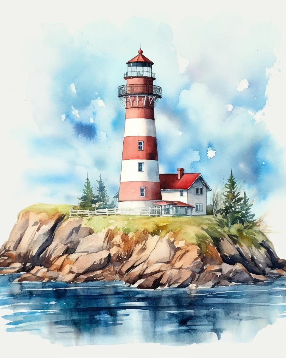 Pintura por números à mão farol para adulto, kit de pintura acrílica diy, beira-mar, presente para decoração de casa - Image 1