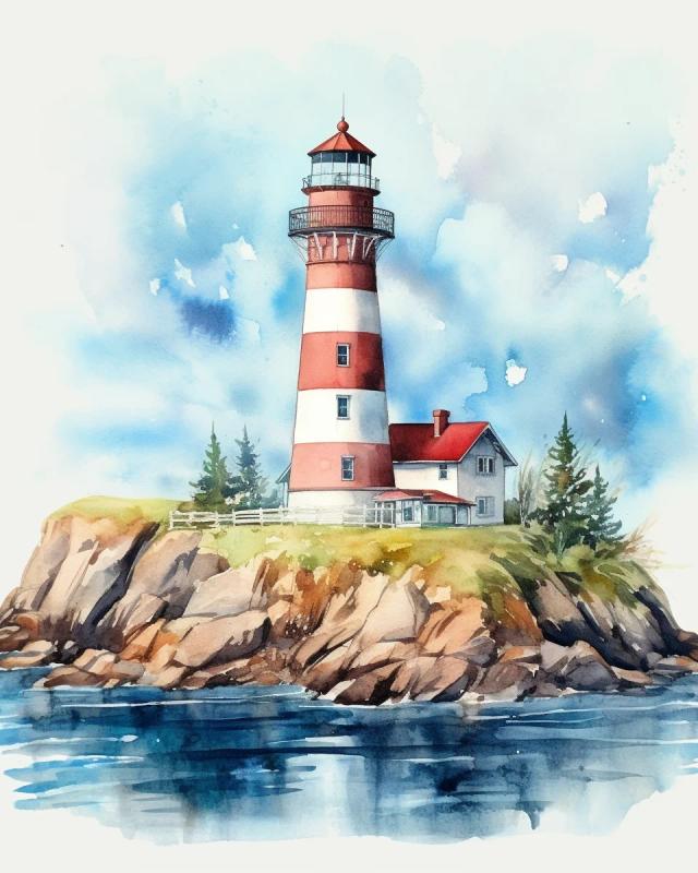 Pintura por Números à Mão: Kit de Pintura Acrílica DIY de Farol Beira-Mar para Decoração de Casa e Presentes para Adultos