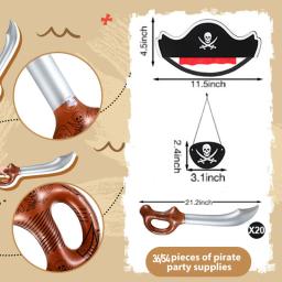 6/12/18/24 conjuntos de suprimentos para festa de pirata, trajes de pirata de halloween, lembranças para festa de aniversário infantil, acessórios de pirata, chapéu de pirata, espada - Image 6
