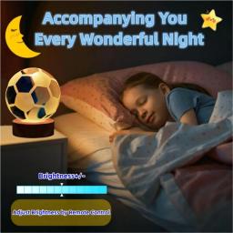 3D Futebol Bola de Cristal Night Light, Lifelike Lâmpada, 16 Cores, Mudando com Dimmable Controle Remoto, Futebol Lâmpada Presente, 6cm - Image 3