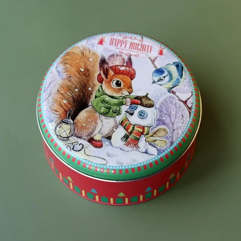 Redonda Metal Presentes De Natal Caixa De Embalagem, Caixa De Armazenamento De Cookies, Latas De Doces, Presente De Decoração De Natal Para Crianças, Novo - Image 1