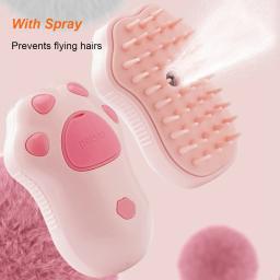 Steam Massage Comb com spray elétrico de água, Soft Silicone Pet Grooming Brush para remover cabelos emaranhados e soltos, gato e cachorro - Image 1