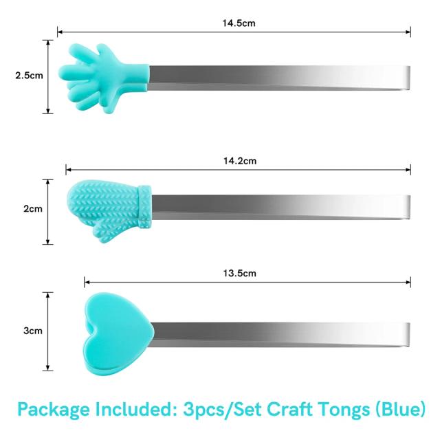 Conjunto de 3 Pinças de Silicone Resistentes ao Calor para Artesanato e Projetos de Gravação com Design Antiderrapante