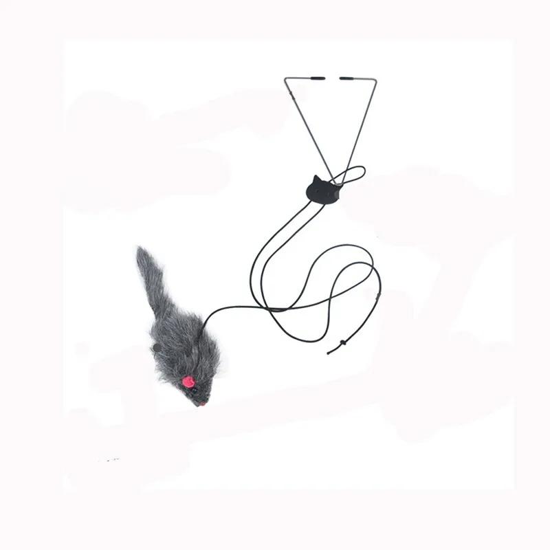 Porta interativa pendurada gato brinquedo com preto mouse Teaser, entreter e exercício, jogar suprimentos para gatos interiores - Image 1
