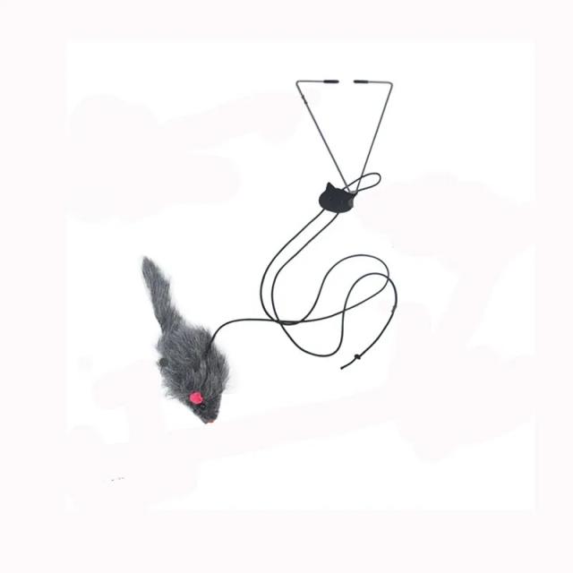 Brinquedo Interativo Pendurado para Gatos com Rato Teaser Preto - Entretenimento e Exercício para Gatos de Interior