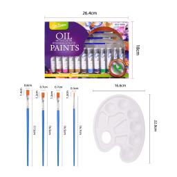 Bview-Conjunto de pintura a óleo para estudantes pintados à mão, portátil, ferramentas de pintura gratuitas, arte, 12ml - Image 3