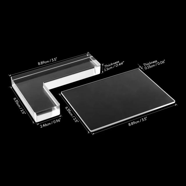 Kit de Posicionamento de Carimbo Acrílico Transparente em L para Scrapbooking DIY e Projetos Artesanais