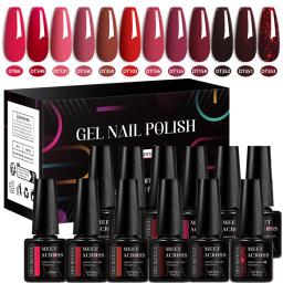 MEET ACROSS 12 Pçs/set 7ml Macaron Gel Unha Polonês Com Caixa Semi Permanente UV Gel Soak Off Nail Art Kit Verniz Para Manicure - Image 4