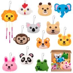 Animal sentiu Kit de costura para iniciantes, DIY Art Craft, atividade interior criativa, presente para meninos e meninas, 12pcs - Image 2
