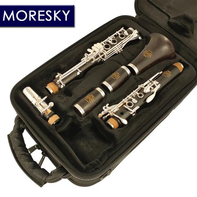 MORESKY Clarinete Profissional Bb Ébano Banhado a Prata 19 Teclas