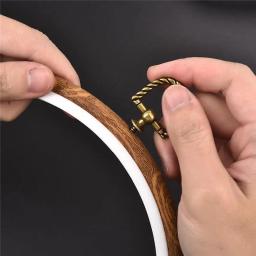 Rodada De Madeira Cor Bordado Hoop Frame Set, Ferramenta De Costura, Anéis De Argola De Plástico para DIY, Ponto Agulha Artesanato - Image 4