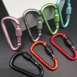 Multi Colors Aluminum Alloy Mosquetão Fivela de segurança Keychain com trava Botão de escalada Mosquetão D-Shape, Camping, Caminhadas Gancho - Image 3