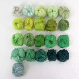 Fibra de lã para feltragem por agulha, feltragem úmida, fiação artesanal, materiais artesanais, série de cores verdes jovens, 66S - Image 2