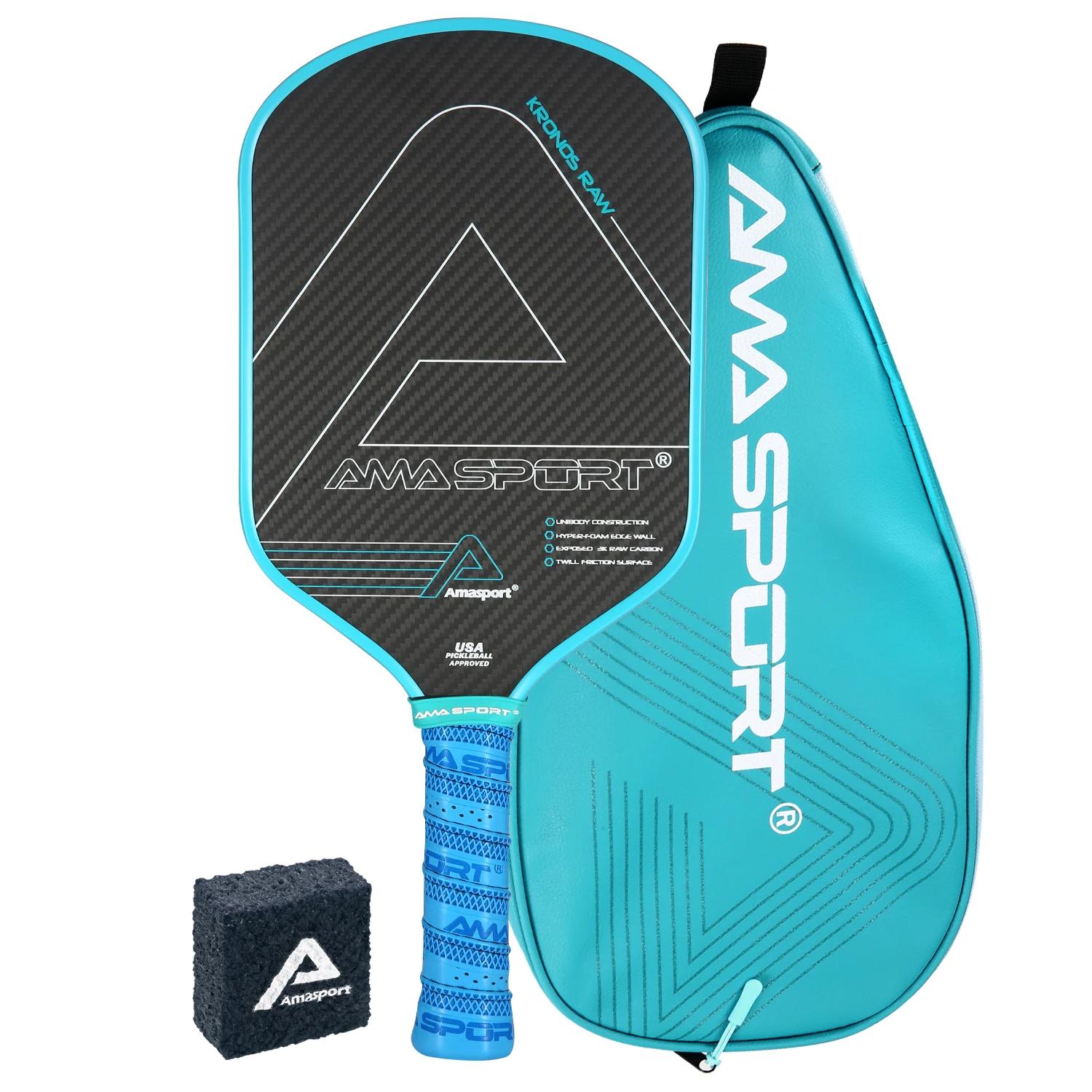 AMASGAME Pickleball Paddle com tampa, fricção de carbono 3K, superfície texturizada, termoformagem, raquete para jogadores avançados - Image 1