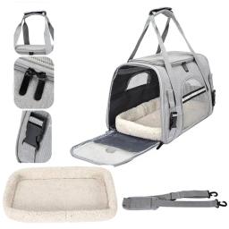 Pet Bag Transportadora com Grosso Algodão Almofada, Aviação Mochila, Anti-Sufocamento, Saco De Viagem Portátil, Malha, ao ar livre - Image 4