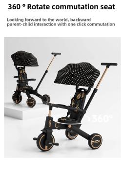 Carrinho de bebê pode sentar e deitar bebehoo triciclo de bebê bicicleta infantil 1-6 anos de idade artefato de caminhada leve dobrável - Image 5