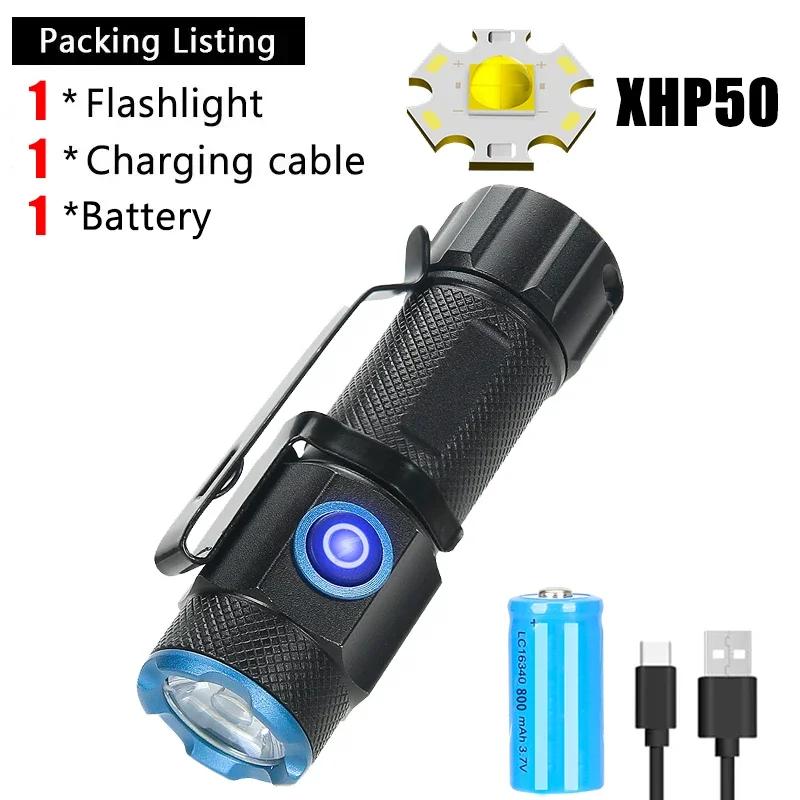 Recarregável LED Mini Lanterna, alta potência, 5000LM, Tipo-C, 8 x XPG Beads, cauda Magnet Clip, tocha, impermeável, iluminação portátil - Image 1