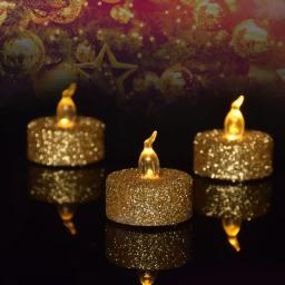 12/3 pçs velas de pó de ouro led flash velas luzes sem chama glitter tealight velas para festa de aniversário decorações de casamento - Image 5