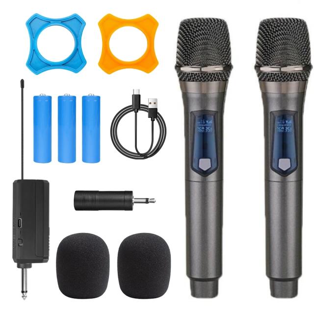 Microfone Sem Fio Profissional UHF 2 Canais para Karaokê e Eventos