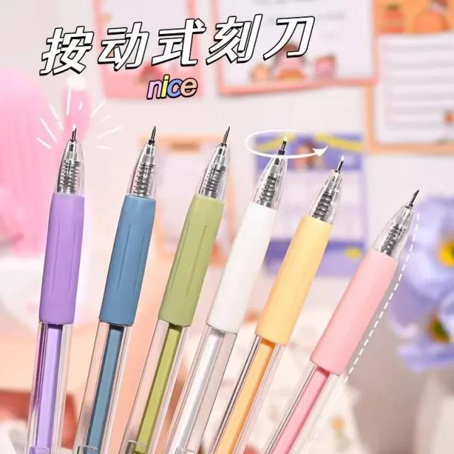 Conjunto de Faca Caneta Kawaii para Scrapbooking e Artesanato - 10 Peças de Ferramentas de Corte Adesivas e Utilitárias