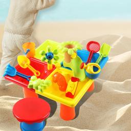 Mesa de atividades com areia e água para crianças, mesa sensorial com acessórios, navio pirata de praia ao ar livre, mesa infantil, 25 peças - Image 3