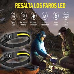 1 ~ 5 pacote farol usb recarregável led sensor lanterna xpe + cob tocha acampamento à prova dwaterproof água para lanterna de pesca - Image 6