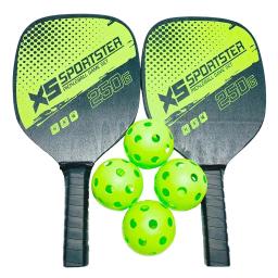 Conjunto portátil de remo Pickleball raquete leve de madeira Kit de críquete com 2 pás 4 bolas 1 tampa de raquete - Image 4