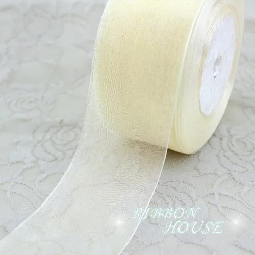 Fitas de Organza Branca 50mm para Embrulho de Presentes e Decoração de Natal em Atacado