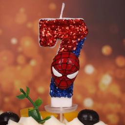 Maravilhas Spiderman Luz De Cera, Dígitos 0-9 Vela, Figuras De Ação Anime, Topper De Bolo, Aniversário, Decoração De Aniversário, Acessório De Festa - Image 3