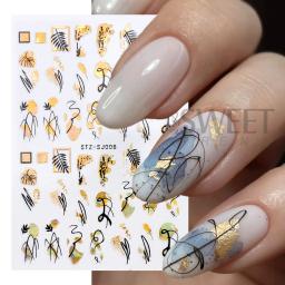 3d linhas francesas etiqueta da arte do prego rosa ouro abstrato graffiti tiras geometria japonesa para manicure bronzeamento slider decoração - Image 2