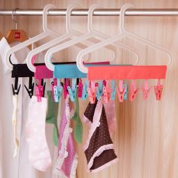 Dobrável Cabide com 6 Clipes, Rack Multifunções, Meias Secagem Racks, Suprimentos de Viagem, 1Pc - Image 3